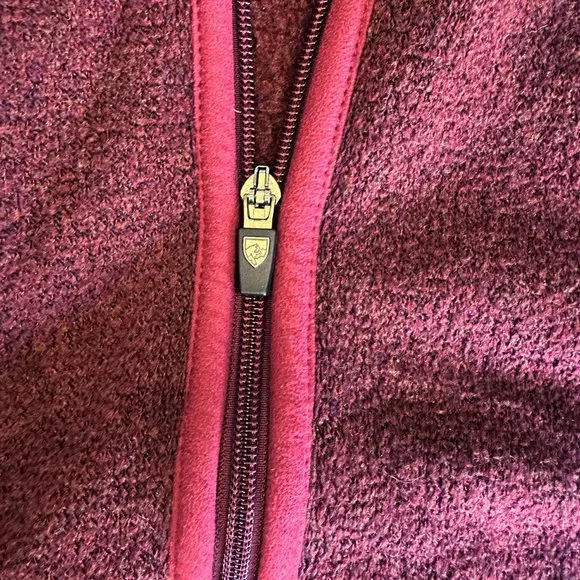 Kuhl Jacket Womens MEDIUM Maroon Alpaca Fleece Long Sleeve Full Zip Thumbholes - Picture 8 of 9